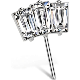 Titanium Top top fan 3 baguette cut zirconia Push-In