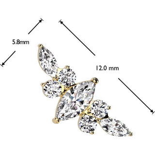 Titane Embout zircone taille marquise Enfoncer