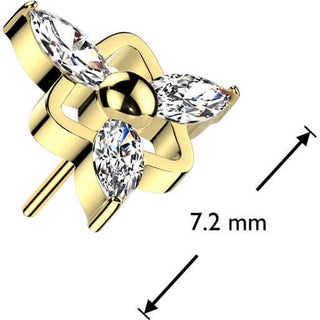 Titane Embout triangle boule 3 marquise zirconia Enfoncer