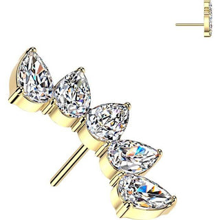 Titanium top 5 pear cubic zirconia fan Push-In