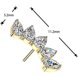 Titanium top 5 pear cubic zirconia fan Push-In