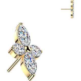 Titanium Top top flower zirconia marquise cut Push-In