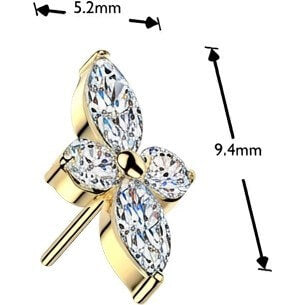 Titanium Top top flower zirconia marquise cut Push-In
