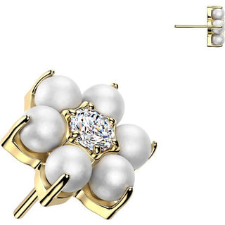 Titanium top flower pearl zirconia Push-In