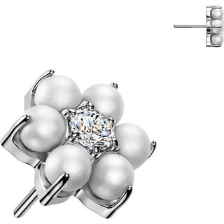 Titanium top flower pearl zirconia Push-In