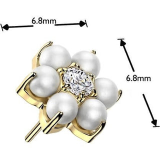 Titanium top flower pearl zirconia Push-In