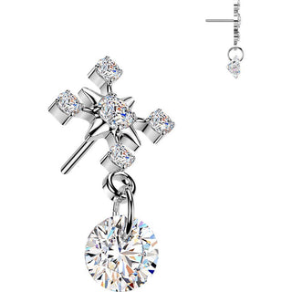 Titanium Top top cross zirconia dangle Push-In