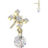 Titanium Top top cross zirconia dangle Push-In