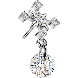 Titanium Top top cross zirconia dangle Push-In