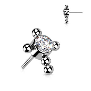 Titanium Top top cross zirconia or opal beaded balls Push-In