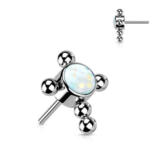 Titanium Top top cross zirconia or opal beaded balls Push-In