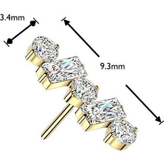 Titanium top round and baguette cubic zirconia line Push-In
