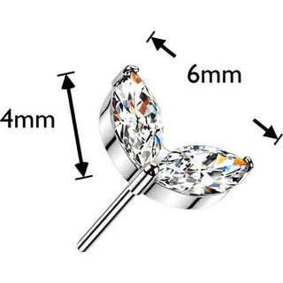 Titanium Top top double marquise cubic zirconia leaf Push-In