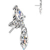 Titanium top marquise and round zirconia cluster with marquise zirconia dangle Push-In