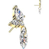 Titanium top marquise and round zirconia cluster with marquise zirconia dangle Push-In