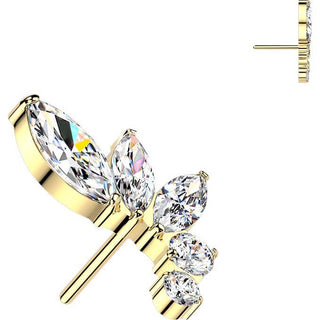 Titanium top curved marquise and round zirconia Push-In