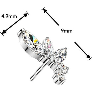 Titanium top curved marquise and round zirconia Push-In