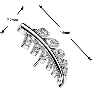 Titanium top pave zirconia fern leaf Push-In