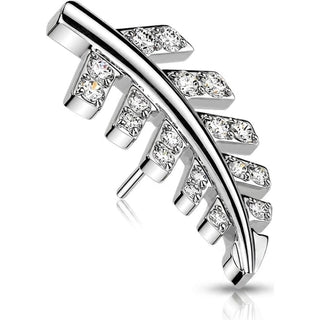 Titanium Top top pave zirconia fern leaf Push-In
