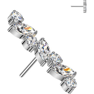 Titanium top straight marquise and round zirconia Push-In