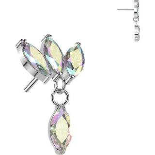 Titanium top triple marquise zirconia fan with marquise zirconia dangle Push-In