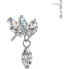 Titanium top triple marquise zirconia fan with marquise zirconia dangle Push-In