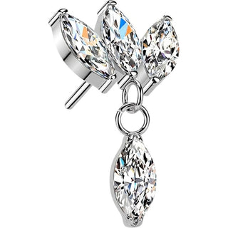 Titanium Top top triple marquise zirconia fan with marquise zirconia dangle Push-In