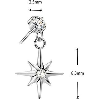 Titanium top prong set zirconia with starburst dangle Push-In