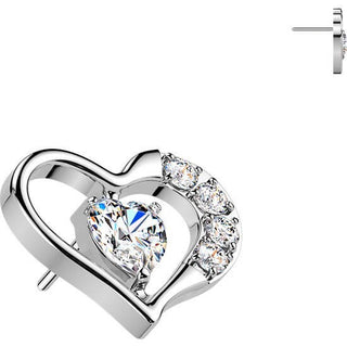 Titanium top heart with heart zirconia center Push-In