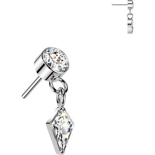 Titanium top bezel set zirconia with kite zirconia dangle Push-In