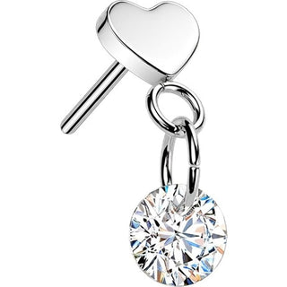 Titanium Top top heart with round zirconia dangle Push-In