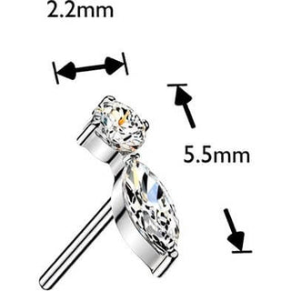 Titanium top marquise and round zirconia Push-In