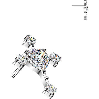 Titanium top cross with zirconia ends and heart zirconia center Push-In