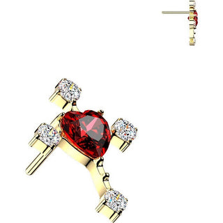 Titanium top cross with zirconia ends and heart zirconia center Push-In