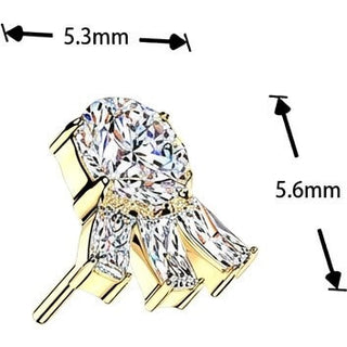 Titanium top round zirconia with 3 baguette zirconias Push-In