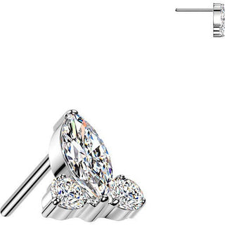 Titanium top marquise and 2 round zirconias Push-In