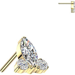 Titanium top marquise and 2 round zirconias Push-In