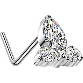 Titanium top marquise and 2 round zirconias Push-In