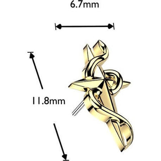 Titanium top snake wrapped star cross Push-In