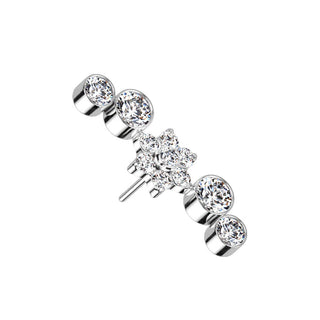Titanium Top Top Flower Zirconia Opal Push-In