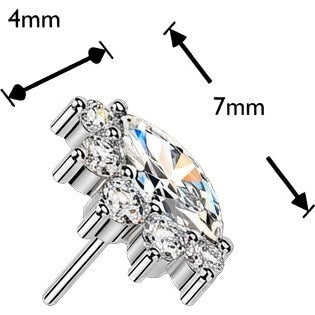 Titanium top marquise and round zirconia cluster Push-In