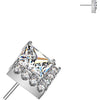 Titanium top square and pave round zirconia cluster Push-In
