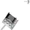 Titanium top square and pave round zirconia cluster Push-In