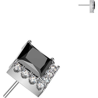Titanium top square and pave round zirconia cluster Push-In