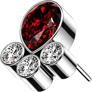 Titanium Top Drop 4 Zirconia Silver Push-In