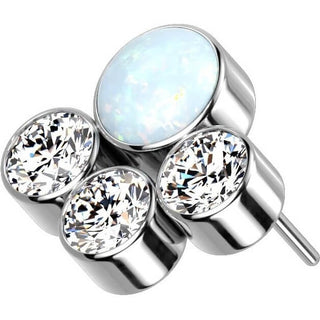 Titan Top 4 Zirkonia Opal Silber Push-In
