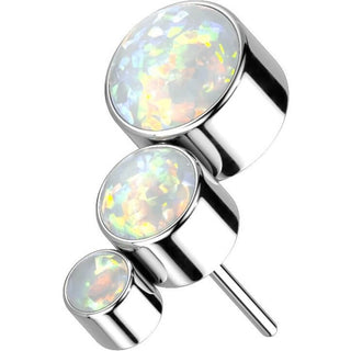 Titanium top 3 opals bezel setting Push-In