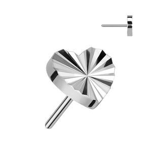 Titanium Top Top Heart Diamond Cut Push-In