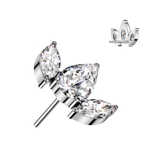 Titanium Top Top Marquise Cut 3 Zirconia Push-In