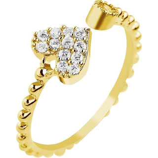 Finger Ring Mid-Ring Toe Ring Adjustable Heart Multi Pave Gems Rhodium Plated